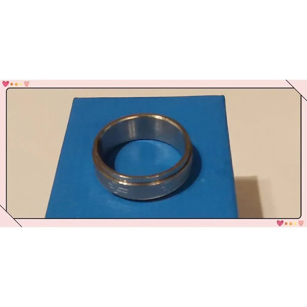 Mens Stainless Hi Polished & Brushed Laser Cross Cut Out Spinner Band Ring Sz 12